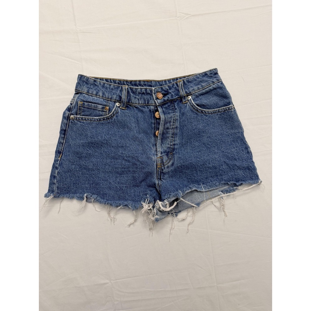 &DENIM Shorts Womens 8 Blue High Rise Vintage Style Denim‎ Cutoff Raw Hem Casual
